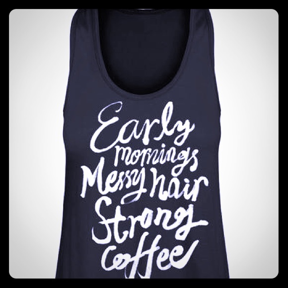 Tops - Early Mornings Messy Hair Strong Coffee Black L Tops - Early Mornings Messy Hair Strong Coffee Black L